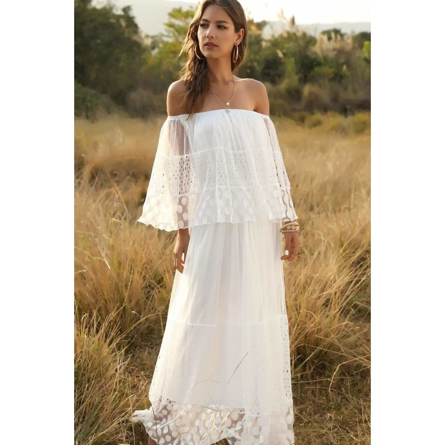 ELEGANT SLASH NECK VESTIDO
