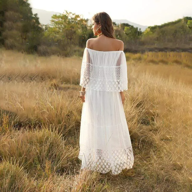 ELEGANT SLASH NECK VESTIDO