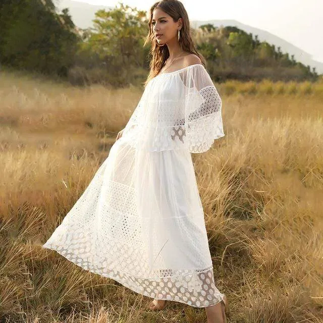ELEGANT SLASH NECK VESTIDO