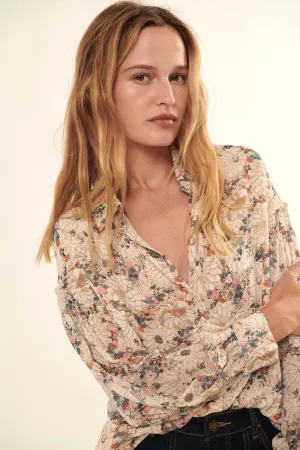 Embrace Me Smocked Floral Button-Front Shirt