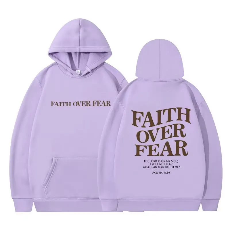 Faith over Fear Christian Hoodie Christian Sweatshirt Jesus Hoodie Trendy Hoodie Bible Verse Shirt Unisex Aesthetic Clothes