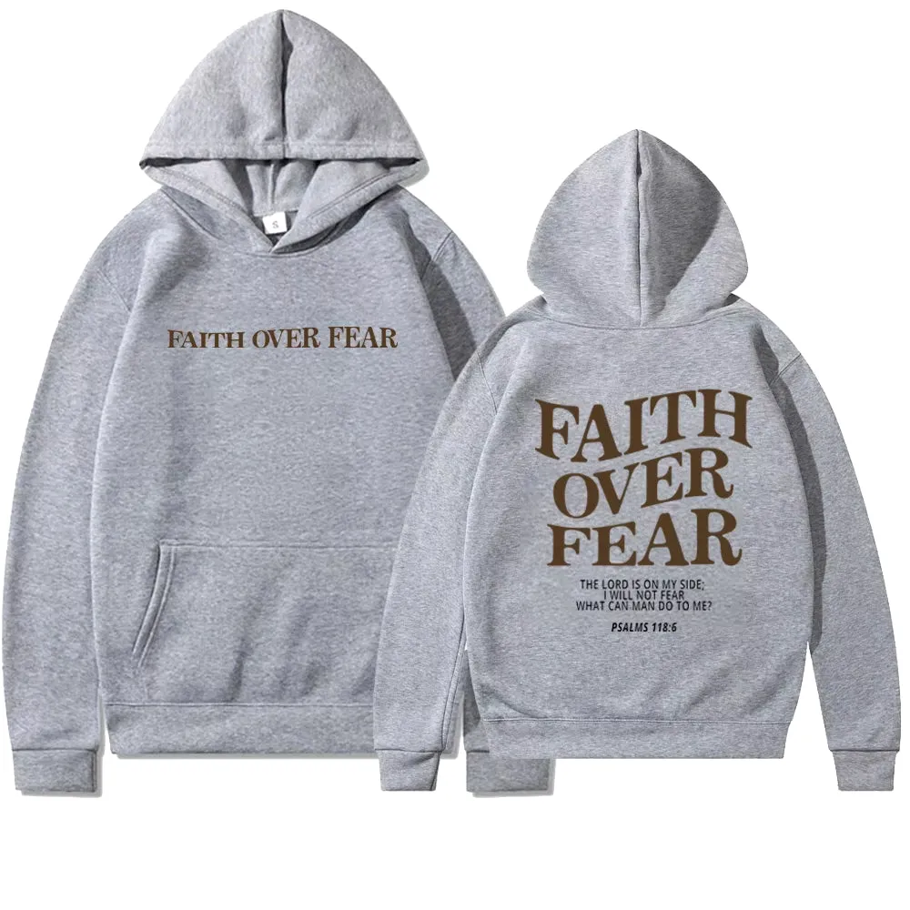 Faith over Fear Christian Hoodie Christian Sweatshirt Jesus Hoodie Trendy Hoodie Bible Verse Shirt Unisex Aesthetic Clothes