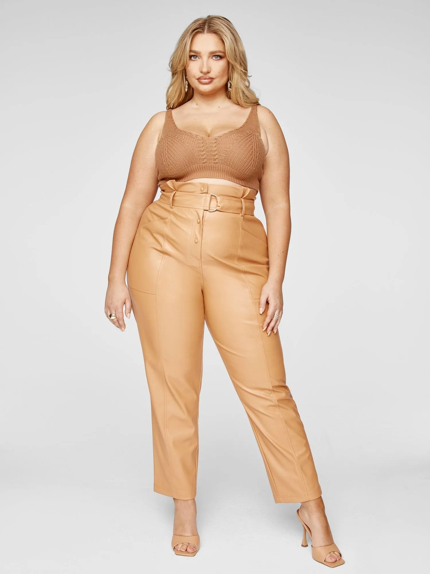 Fashion To Figure - Anika Faux Leather Paperbag Waist Pants