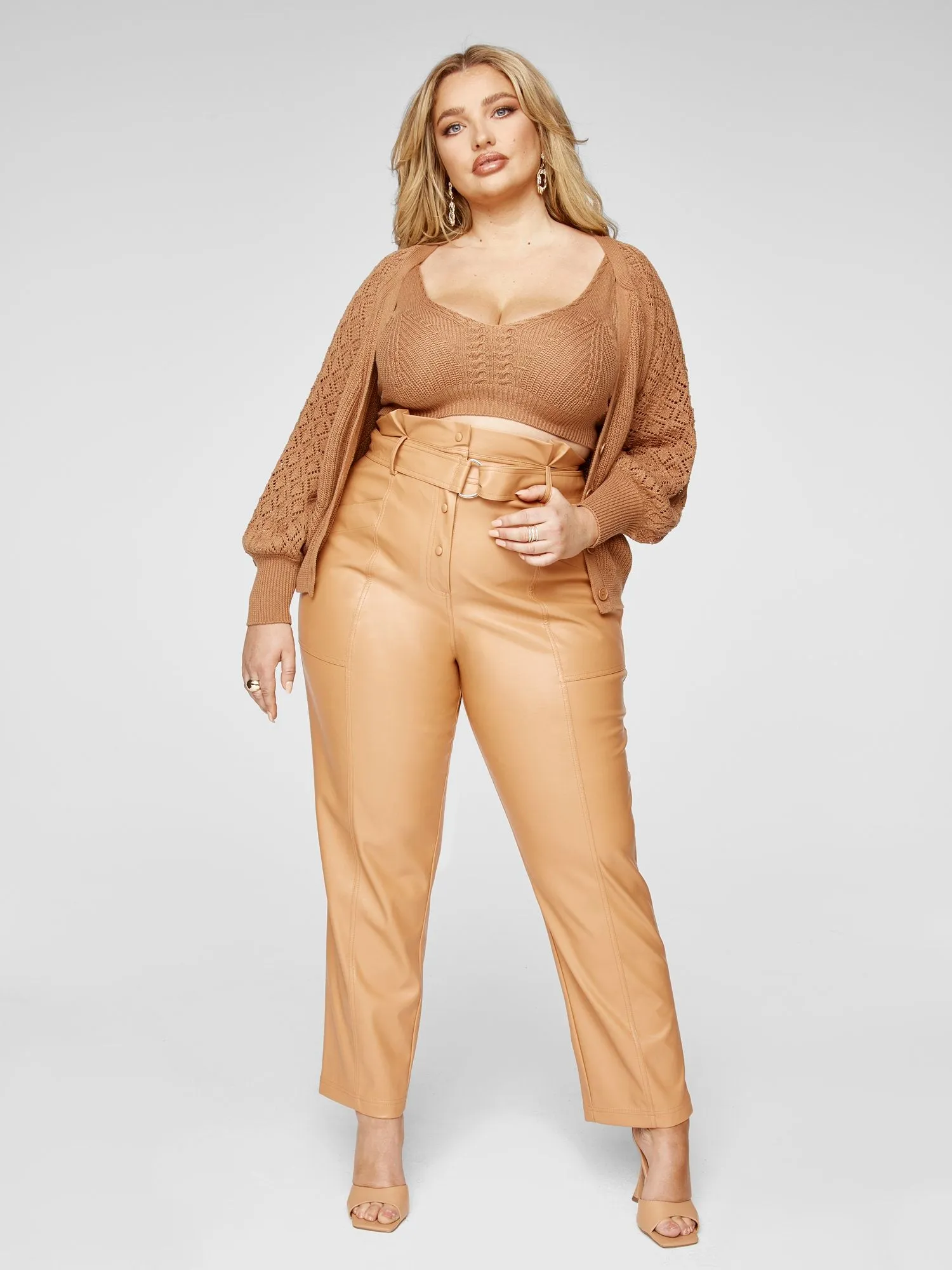 Fashion To Figure - Anika Faux Leather Paperbag Waist Pants