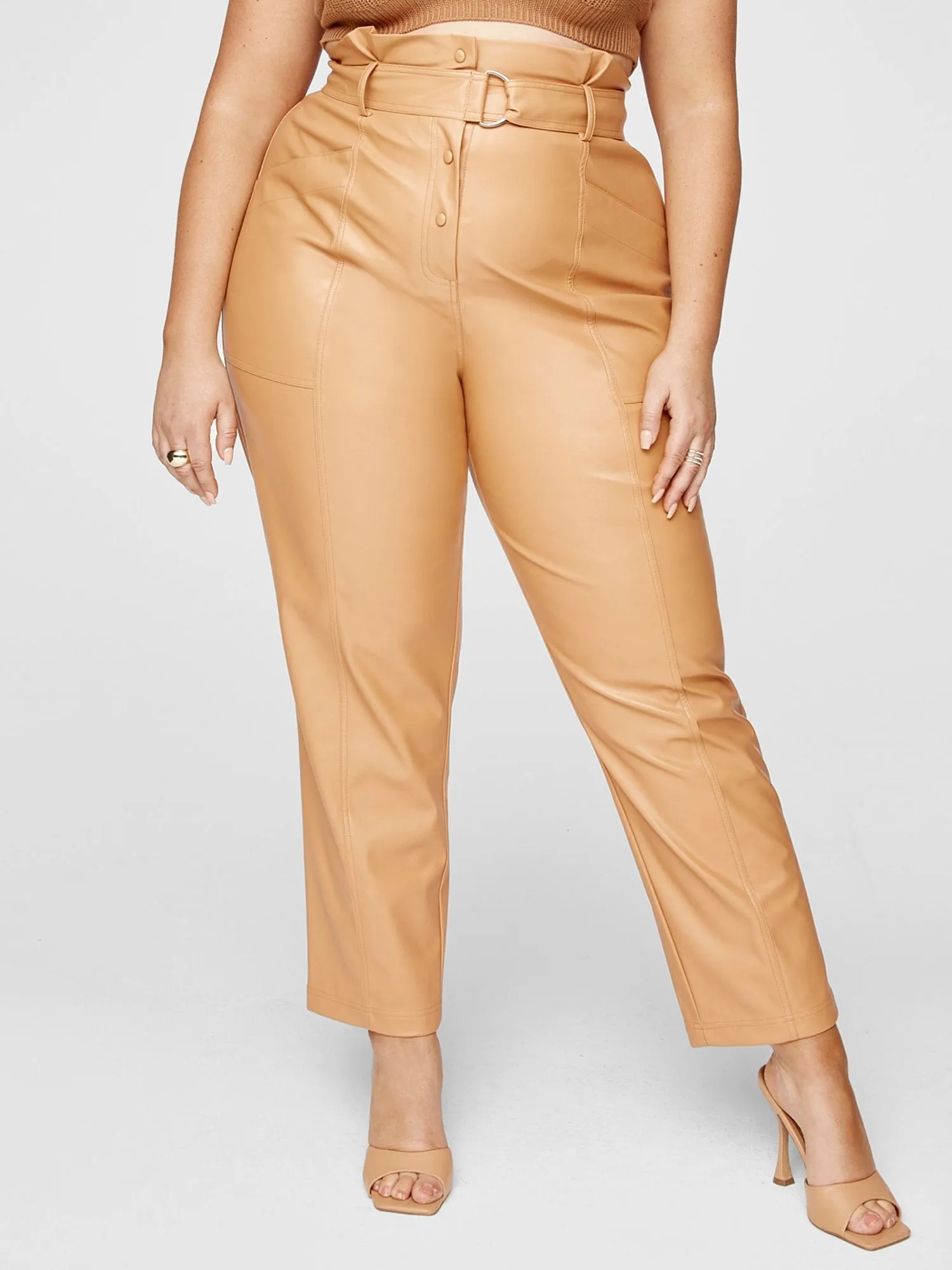 Fashion To Figure - Anika Faux Leather Paperbag Waist Pants
