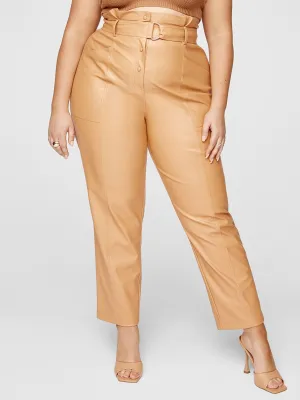 Fashion To Figure - Anika Faux Leather Paperbag Waist Pants