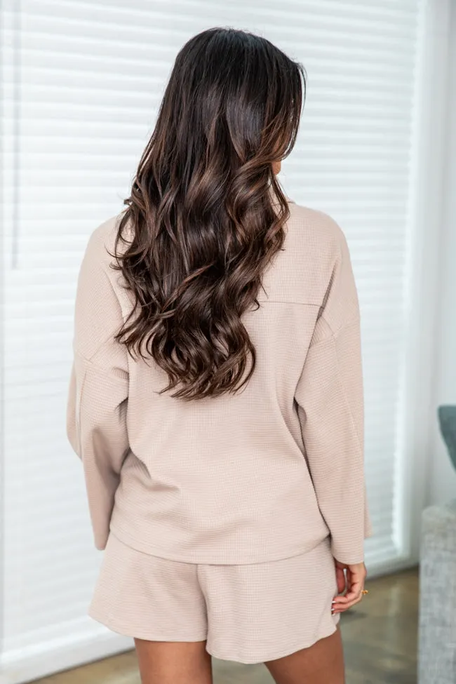Filled With Love Beige Waffle Knit Blouse FINAL SALE