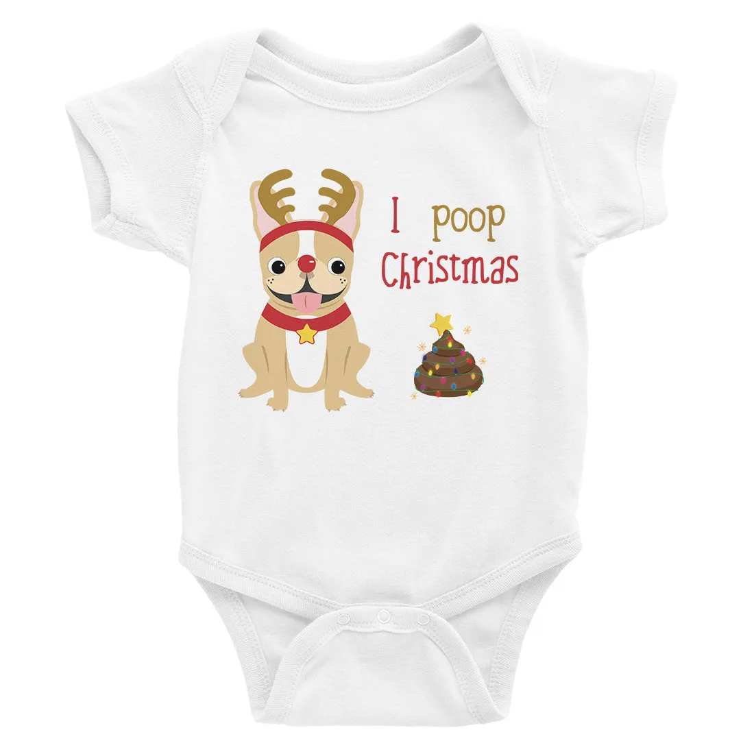 Frenchie Christmas Poop Baby Bodysuit