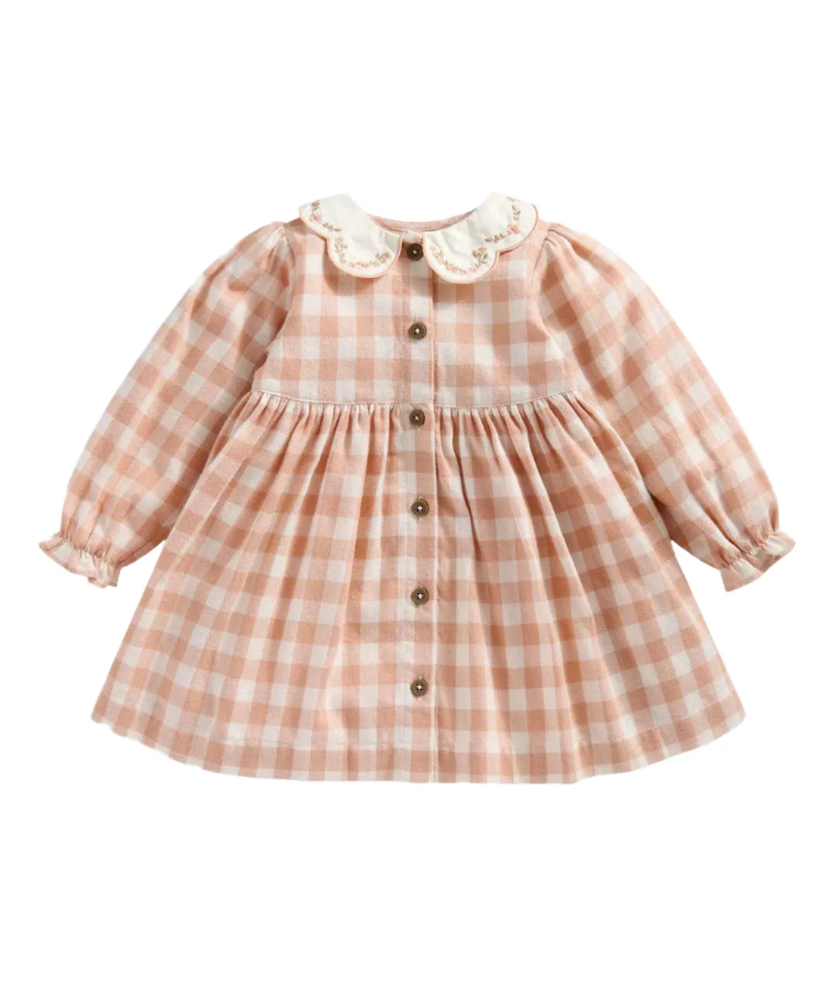 Gingham Embroidered Collar Dress