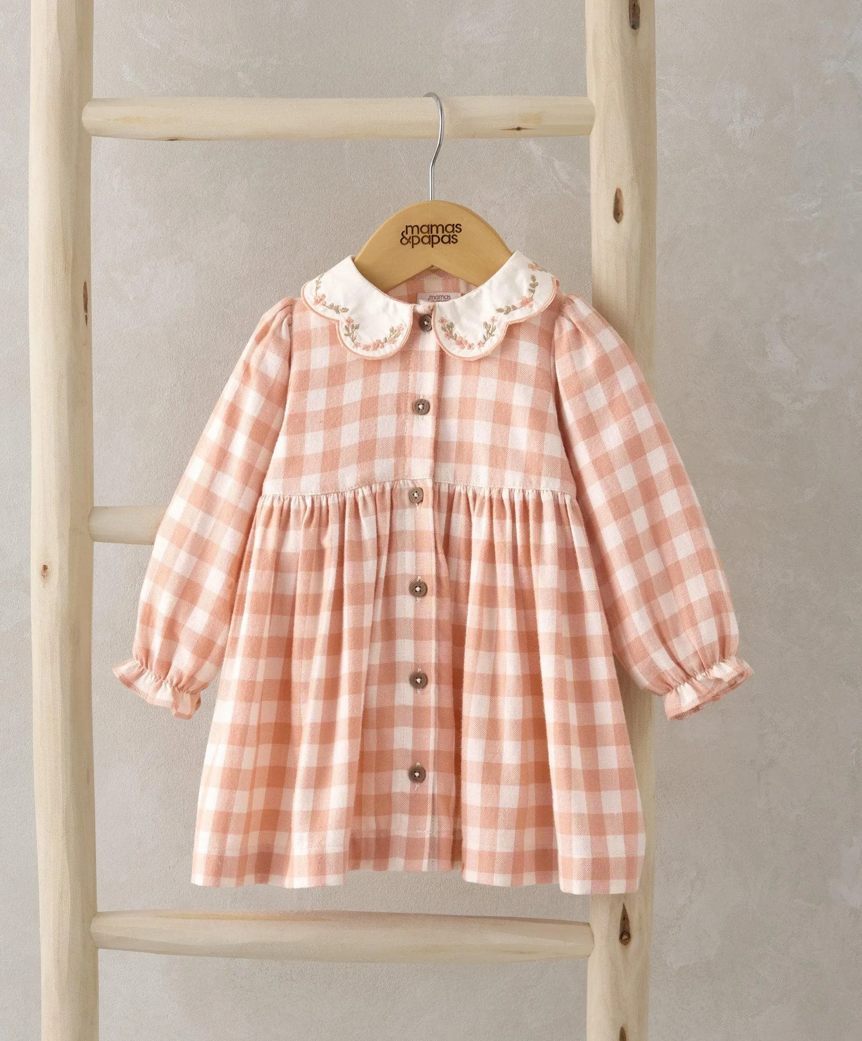 Gingham Embroidered Collar Dress