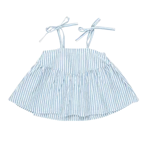 Girls Stella Top - Blue Skinny Stripe