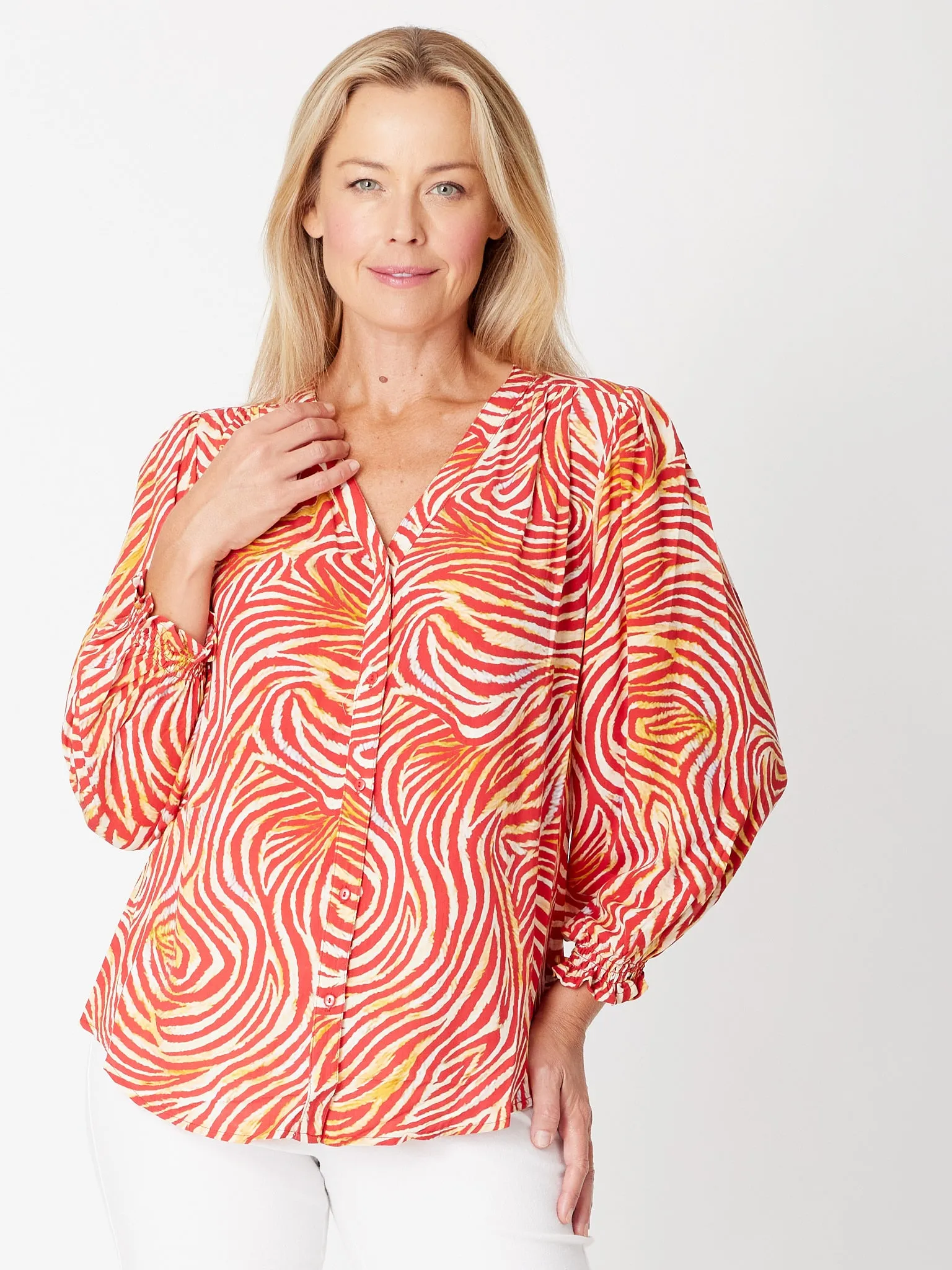 Gypsy Rayon Shirt - Red Animal - 31225