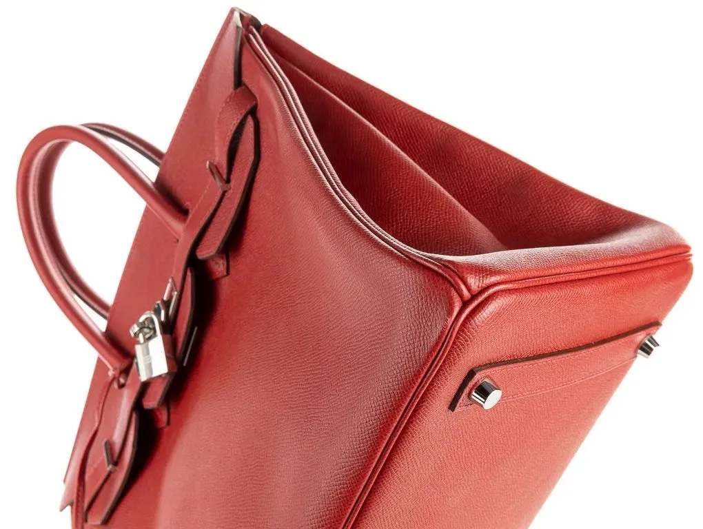 Herms Birkin 35 Rouge Epsom Leather Handbag with Palladium Hardware