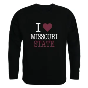 I Love Missouri State University Bears Fleece Crewneck Pullover Sweatshirt