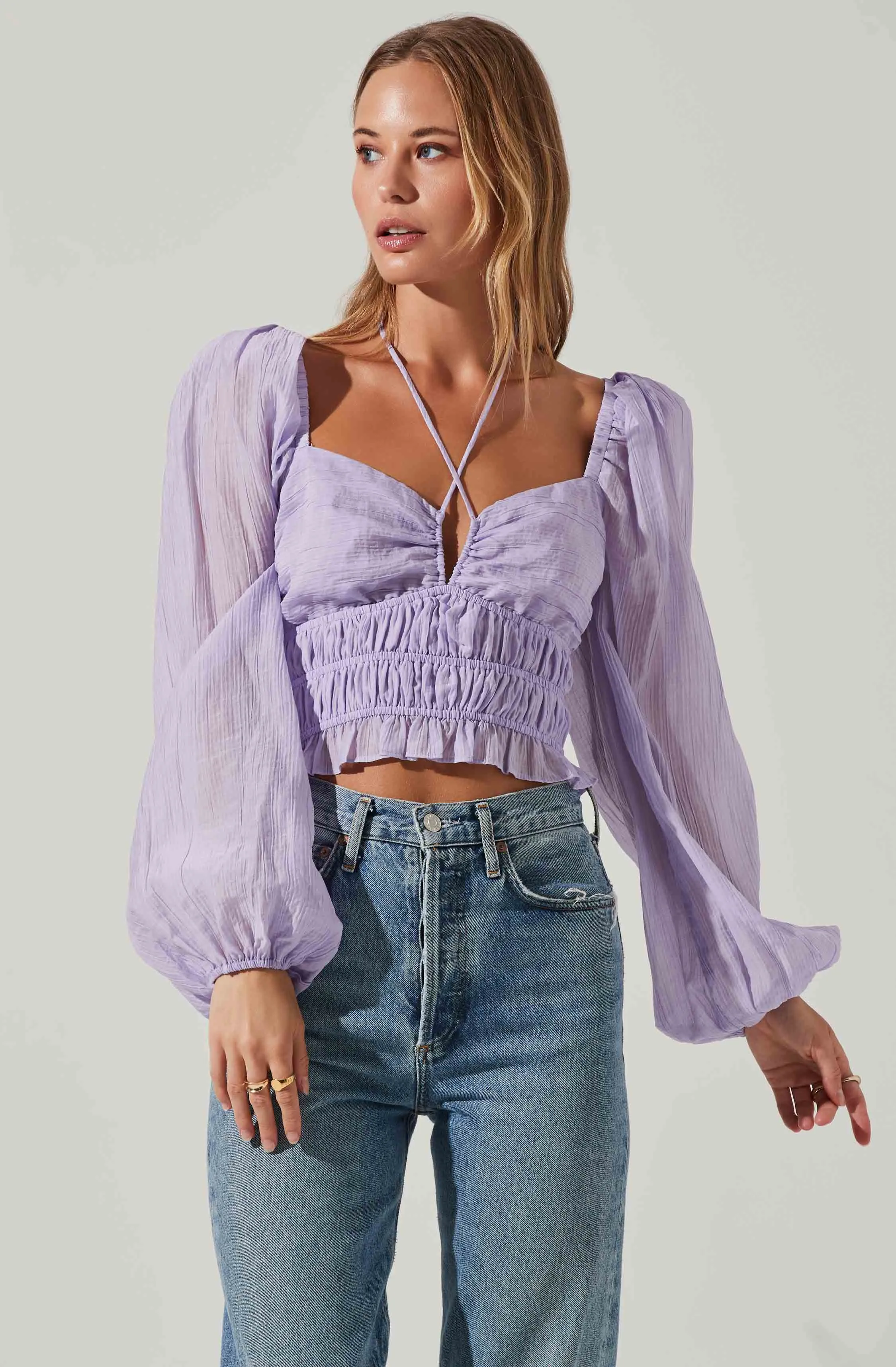 Irwin Puff Sleeve Halter Neck Top