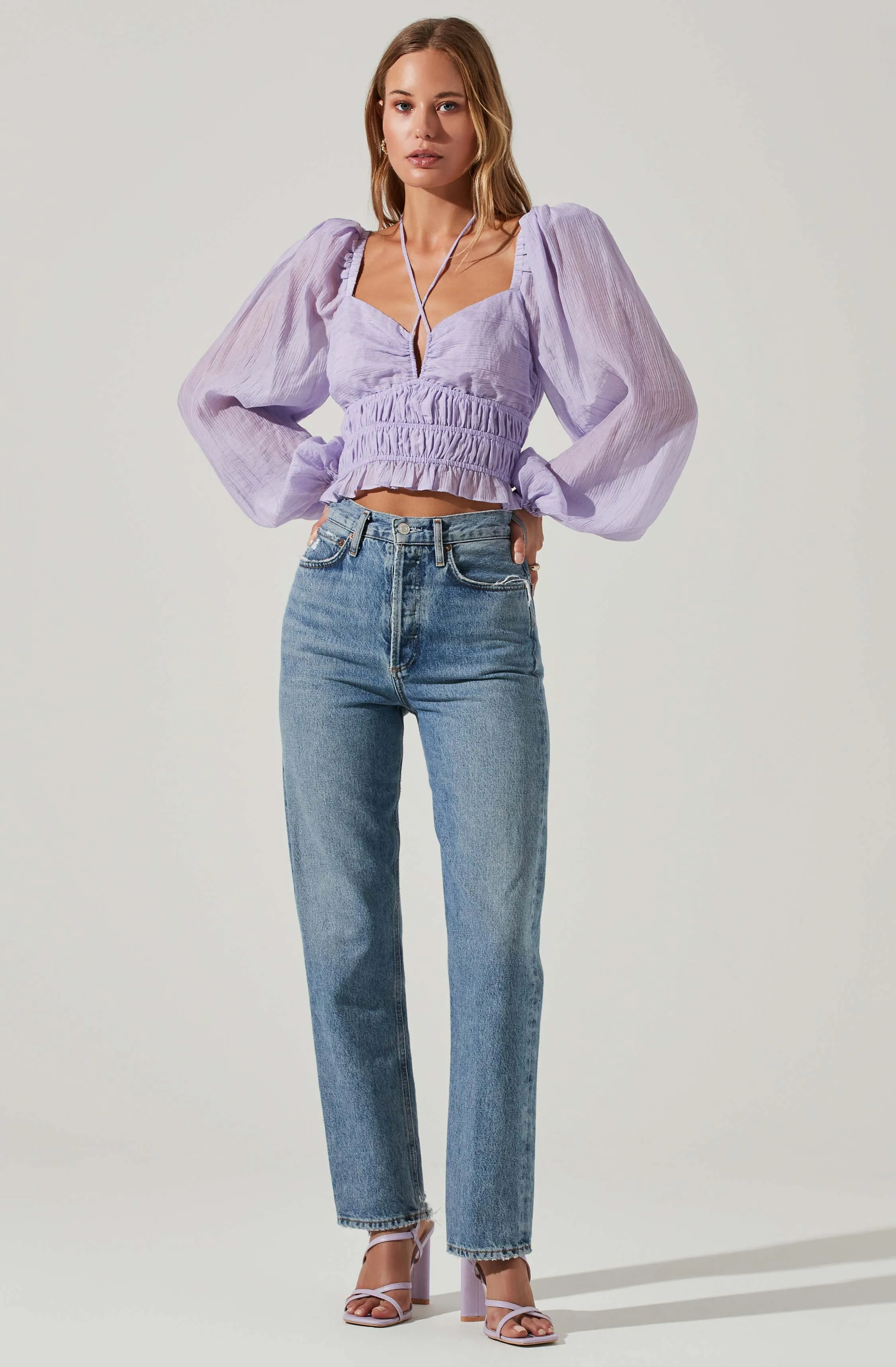 Irwin Puff Sleeve Halter Neck Top