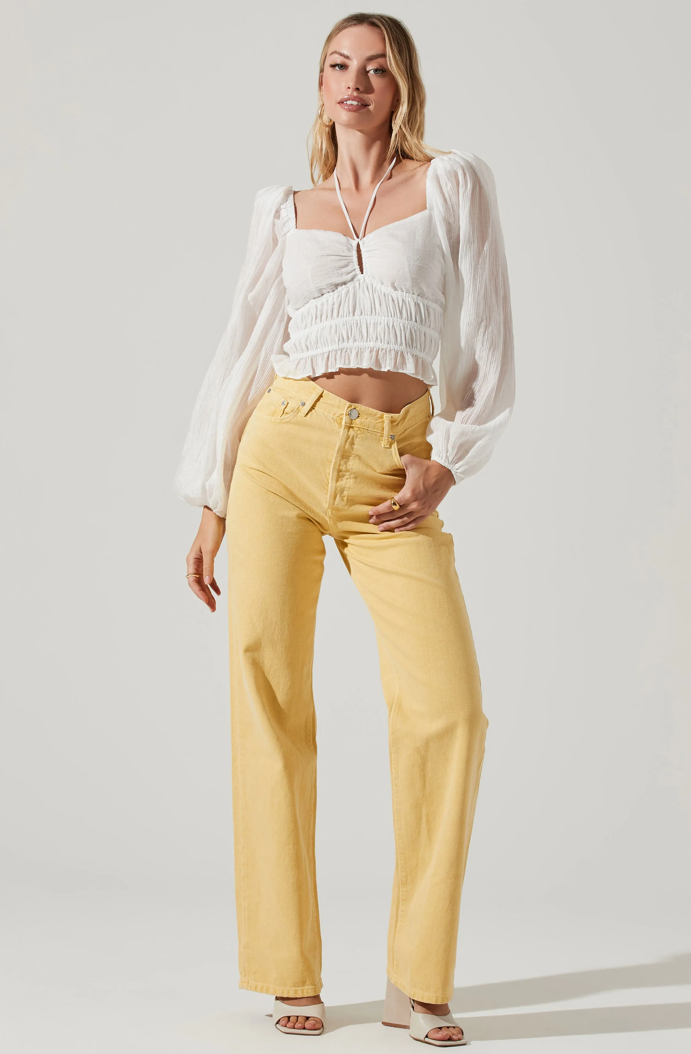 Irwin Puff Sleeve Halter Neck Top