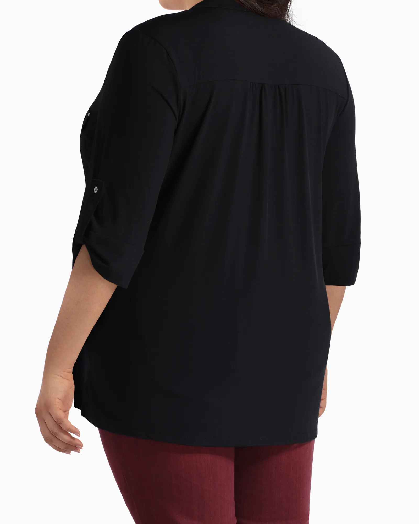 Janet Zip-Neck Blouse | Black