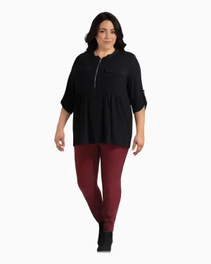 Janet Zip-Neck Blouse | Black
