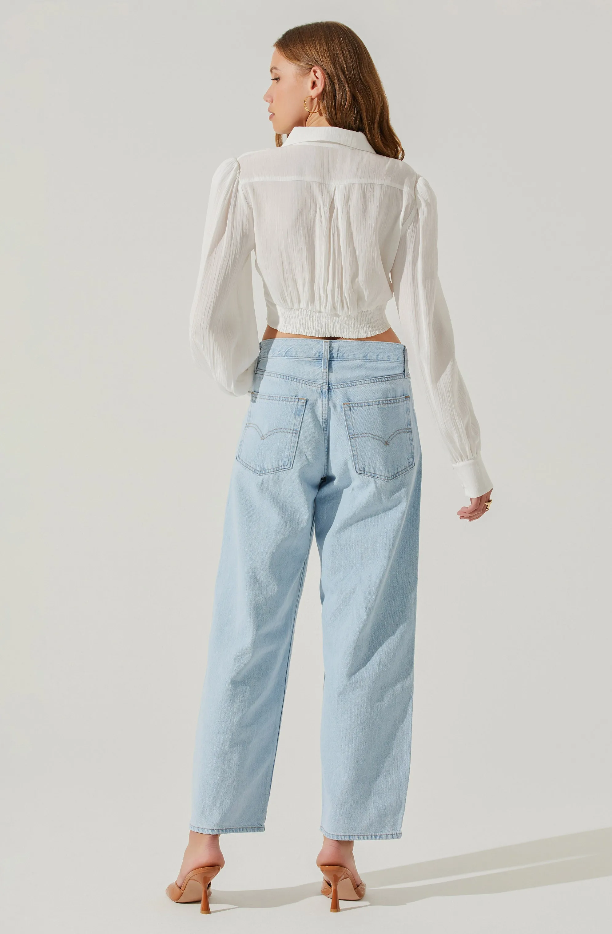 Joree Collared Long Sleeve Corset Top