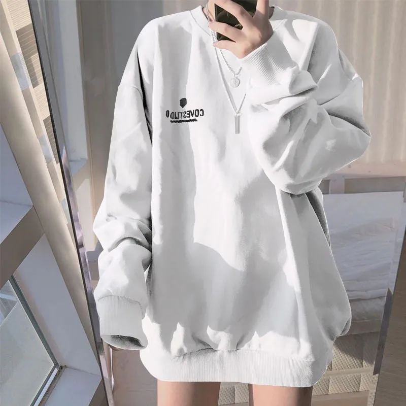 Joskaa No Hat Hoodies Women Spring Letter Printed Loose Thin Korean Trendy Leisure Chic Womens Sweatshirts All-match Tees Preppy New BF