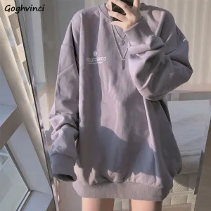 Joskaa No Hat Hoodies Women Spring Letter Printed Loose Thin Korean Trendy Leisure Chic Womens Sweatshirts All-match Tees Preppy New BF