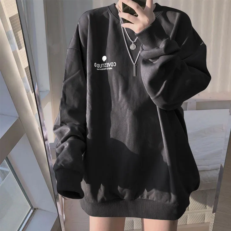 Joskaa No Hat Hoodies Women Spring Letter Printed Loose Thin Korean Trendy Leisure Chic Womens Sweatshirts All-match Tees Preppy New BF