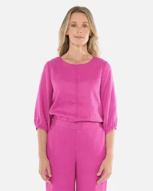 Jump - Gathered Sleeve Hem Top Rose Violet | J3049A