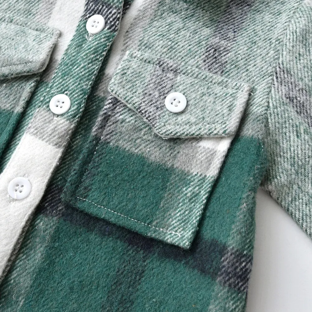 Kids Boys Long Sleeve Classic Plaid Cotton Shirts