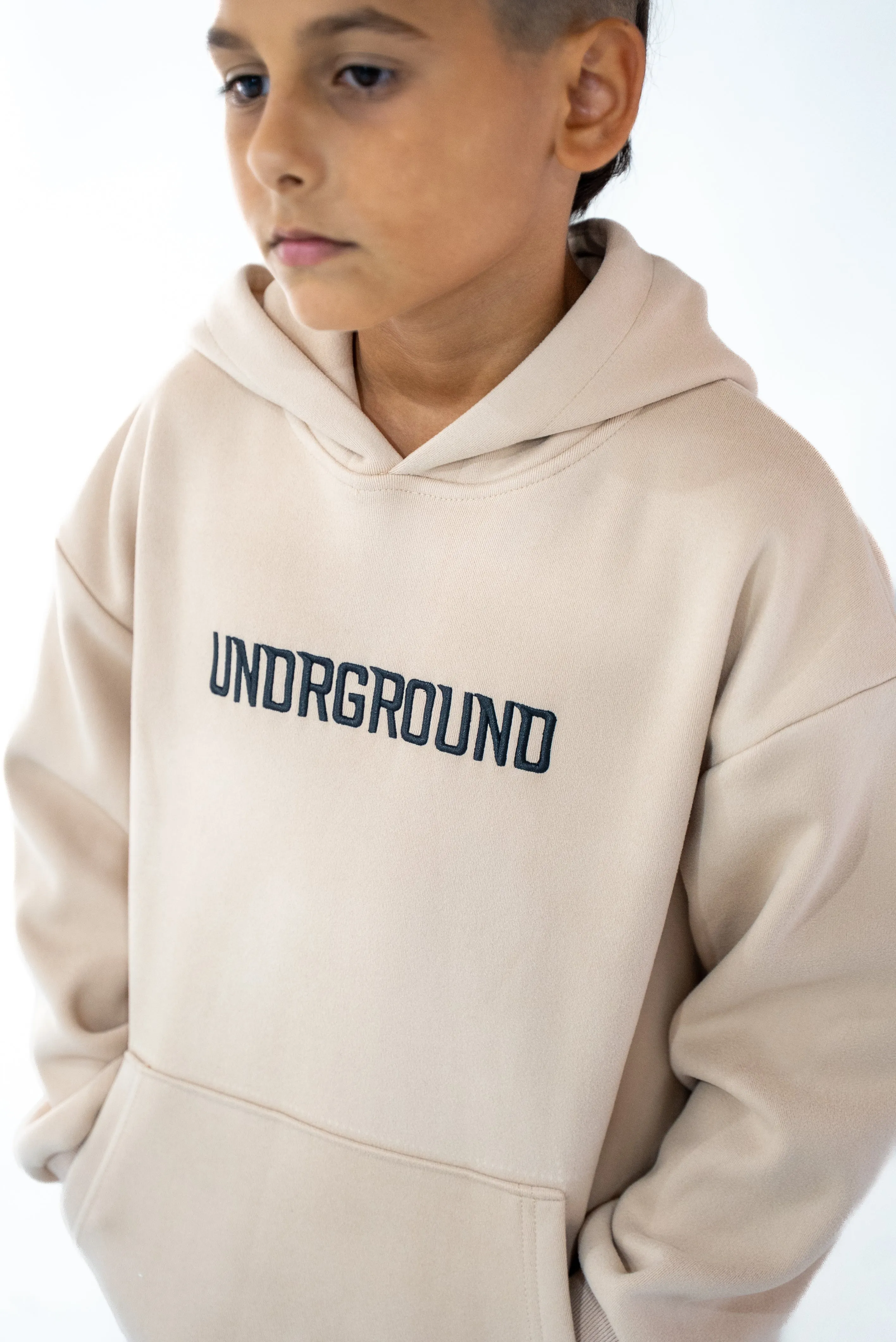 Kids Tan/Black " Moving In Silence " hoodie