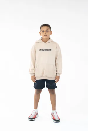Kids Tan/Black " Moving In Silence " hoodie