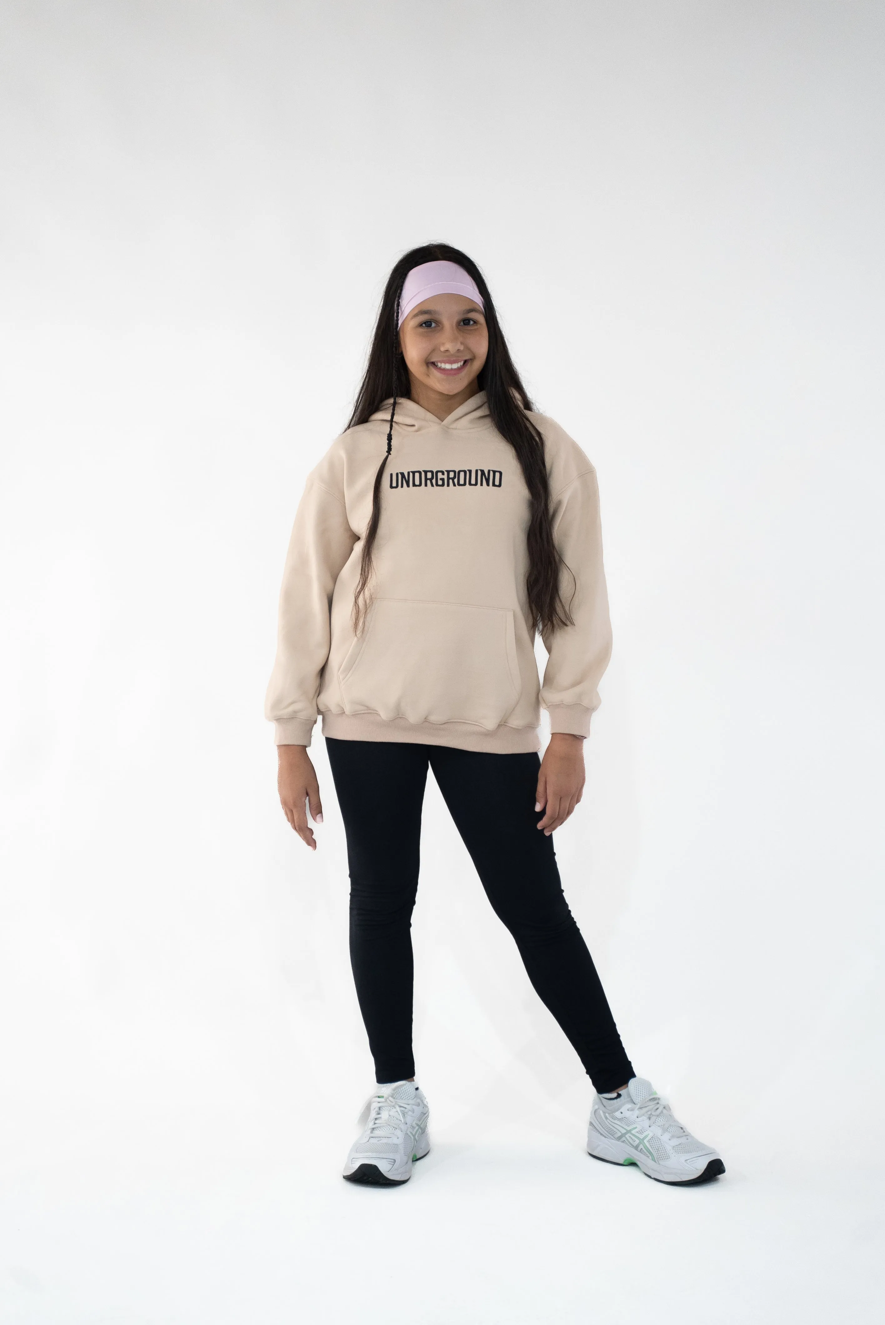 Kids Tan/Black " Moving In Silence " hoodie