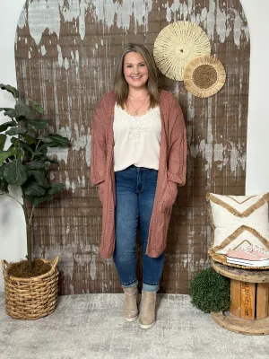 Knit Marsala Longline Cardigan