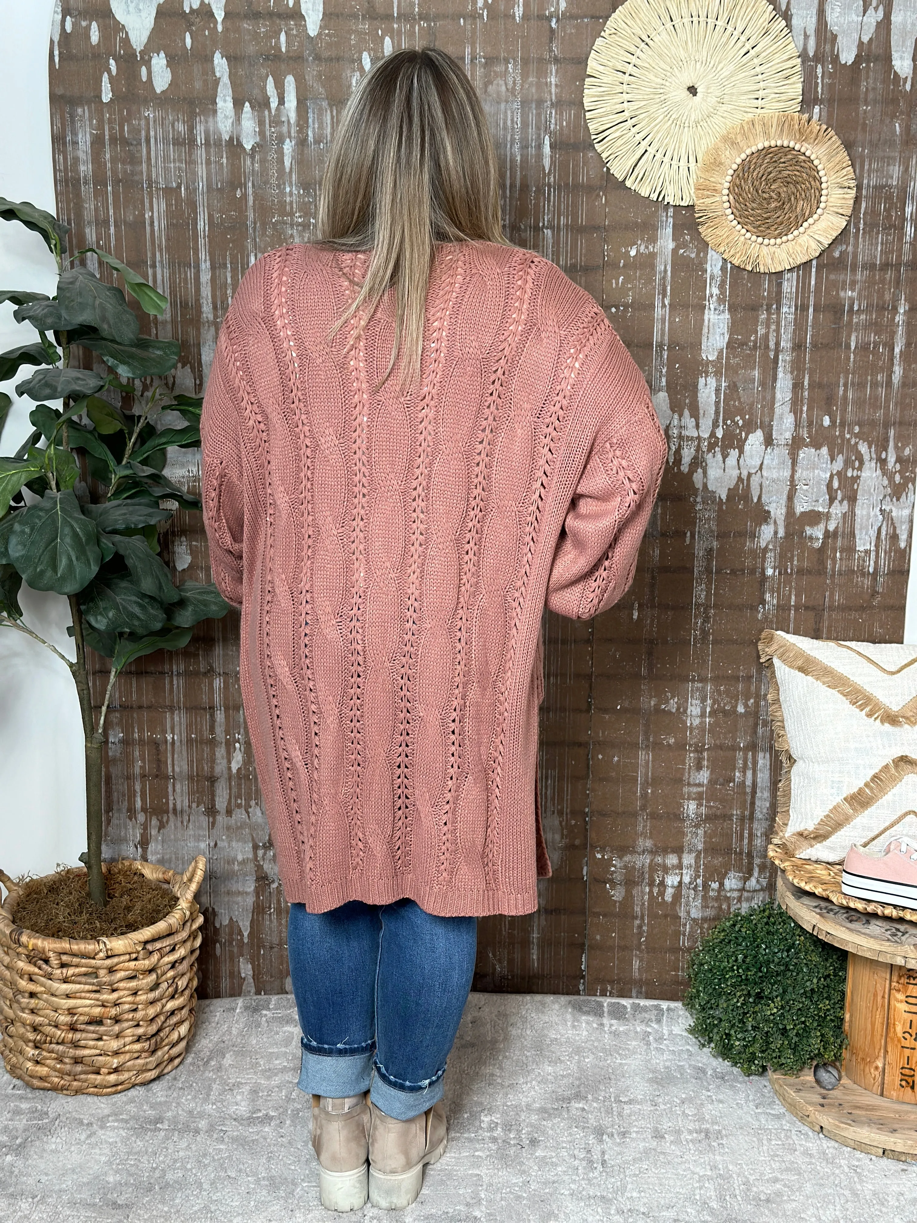 Knit Marsala Longline Cardigan