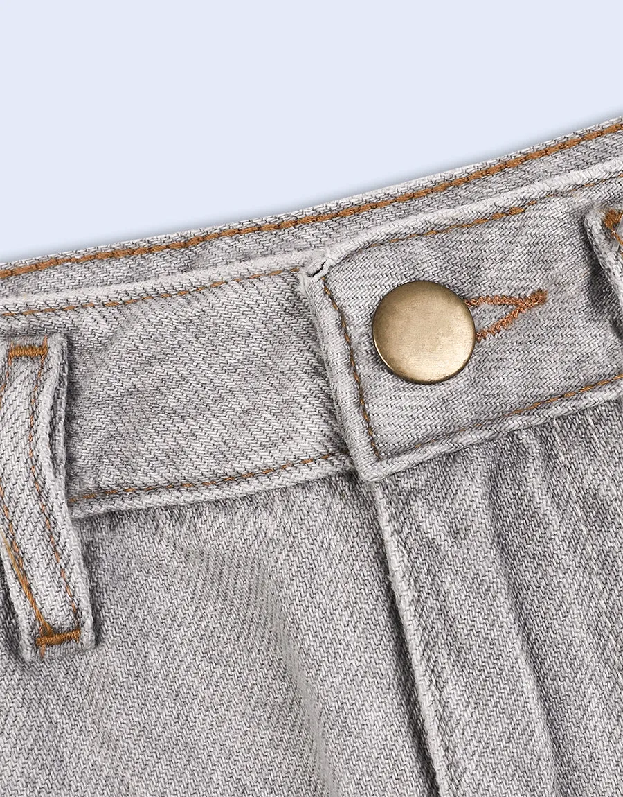 Ladies Petite Split Front Denim Skirt- Assorted Color