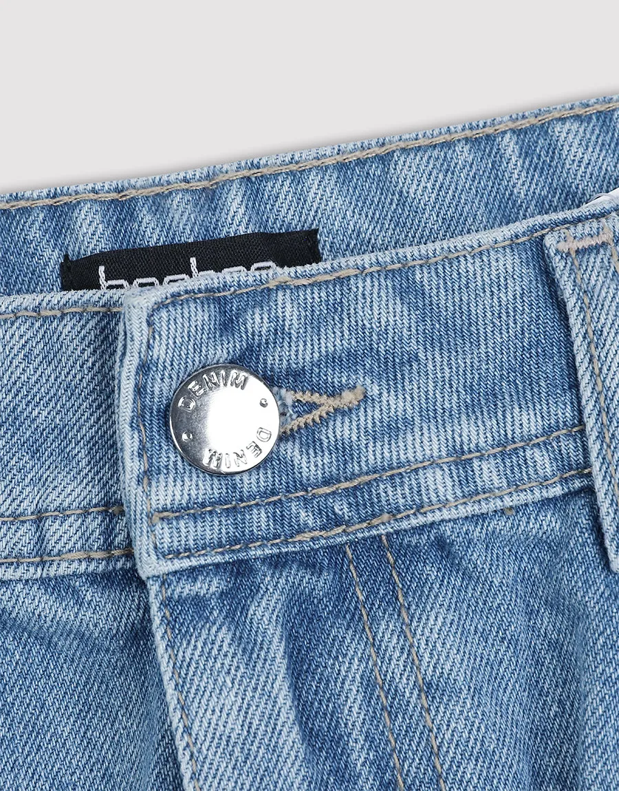Ladies Petite Split Front Denim Skirt- Assorted Color