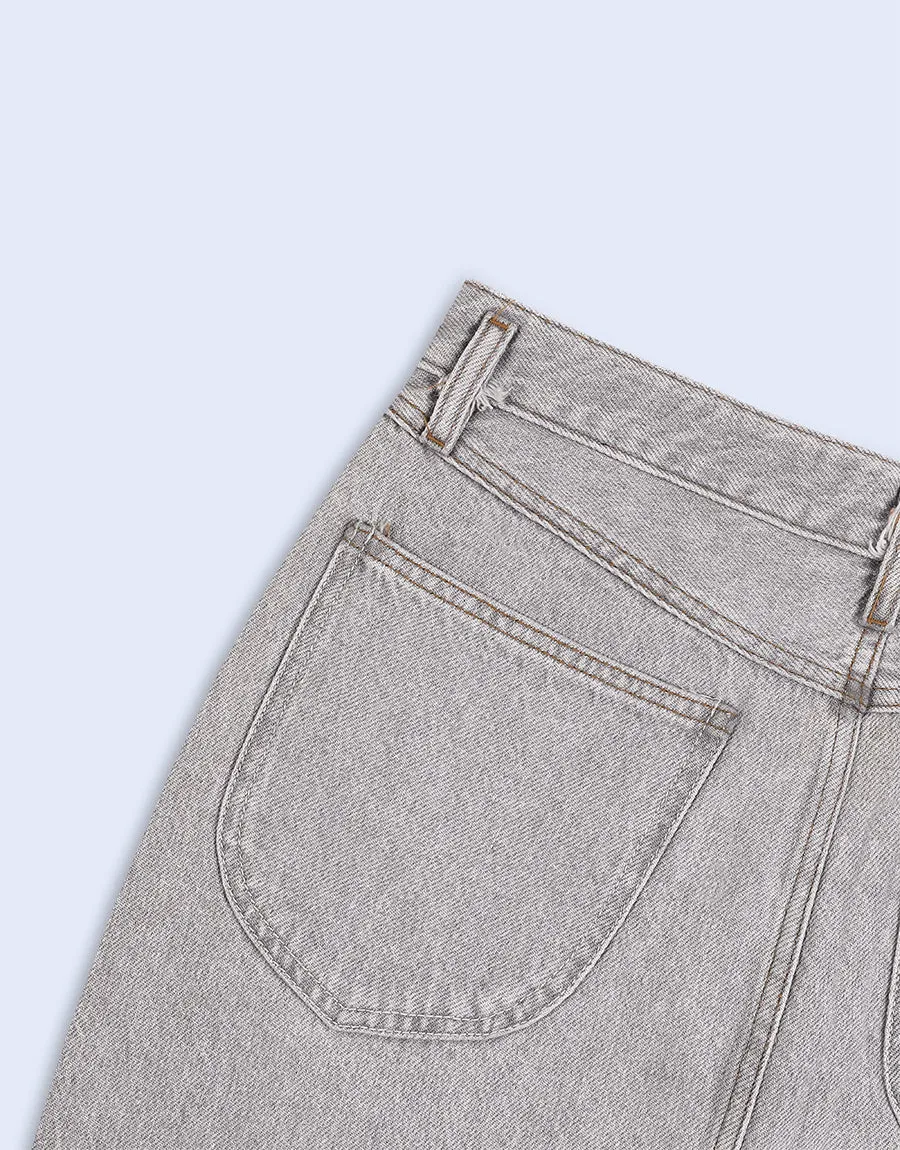 Ladies Petite Split Front Denim Skirt- Assorted Color