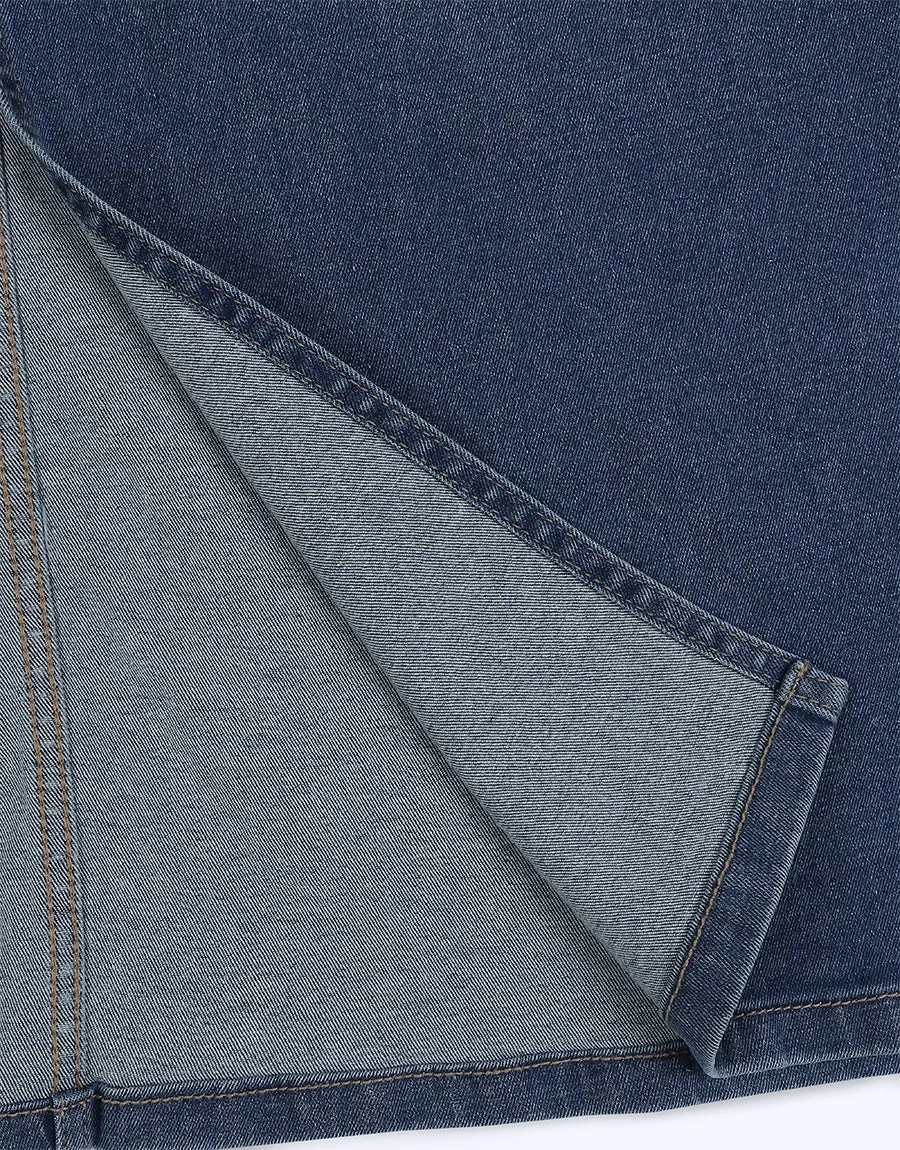 Ladies Petite Split Front Denim Skirt- Assorted Color