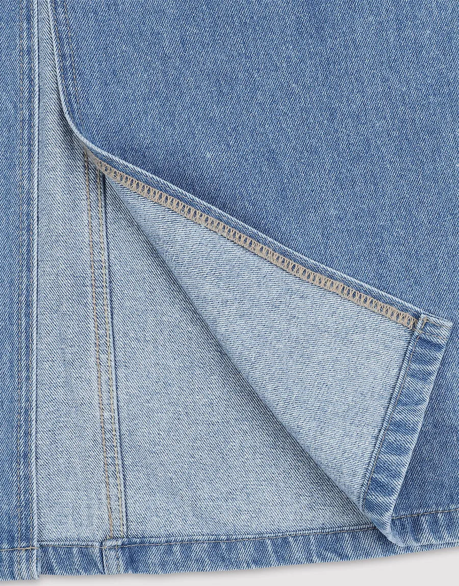 Ladies Petite Split Front Denim Skirt- Assorted Color