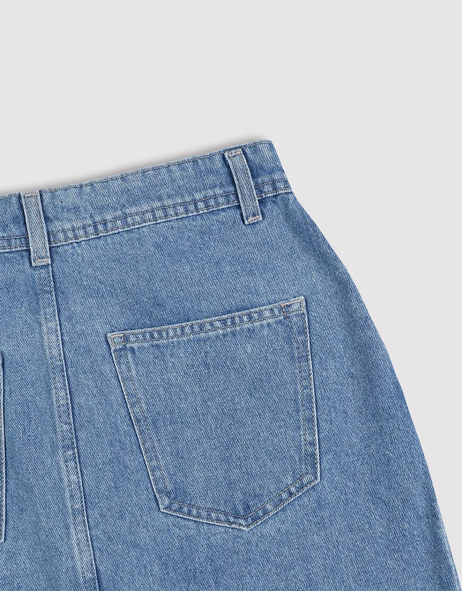 Ladies Petite Split Front Denim Skirt- Assorted Color