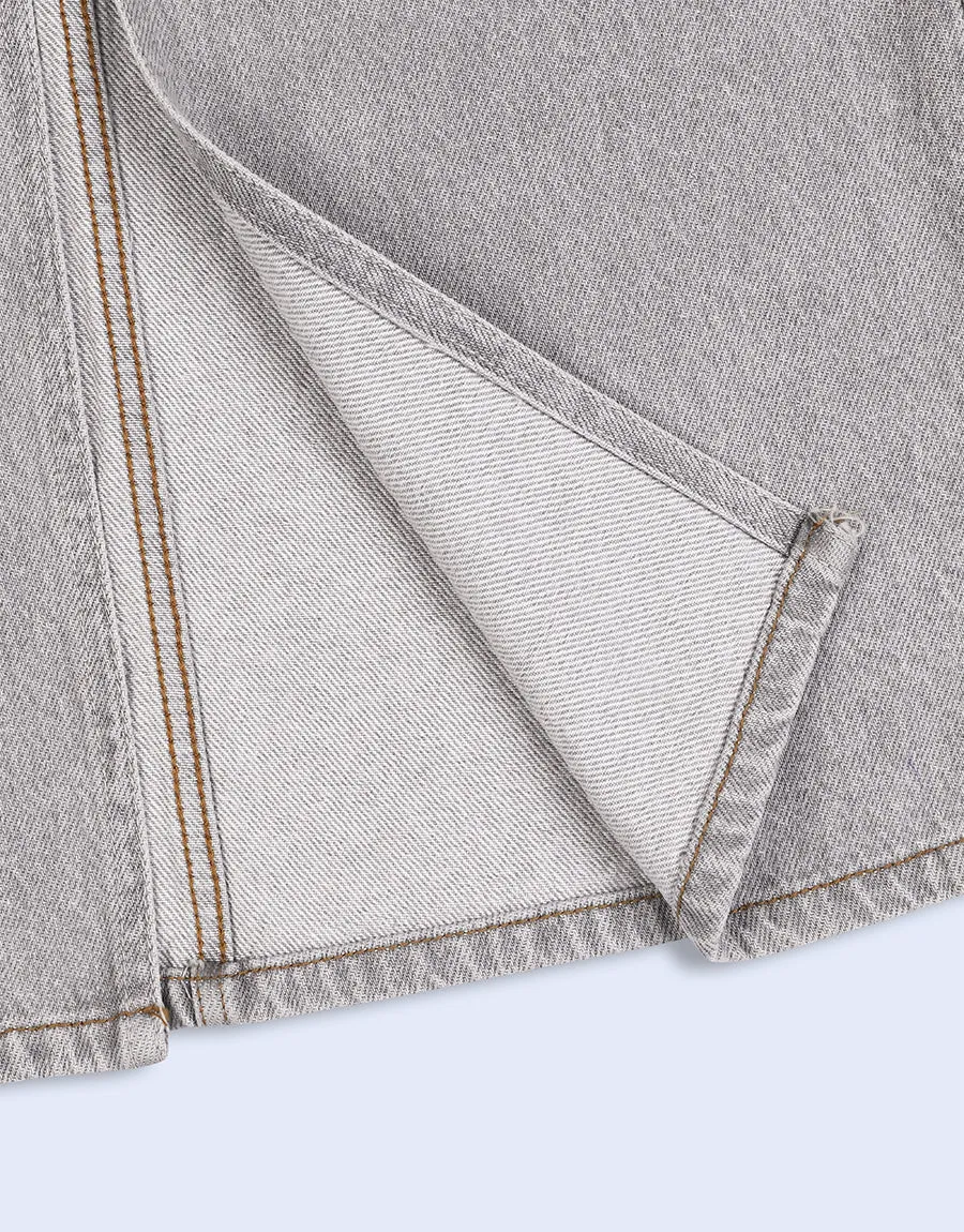 Ladies Petite Split Front Denim Skirt- Assorted Color