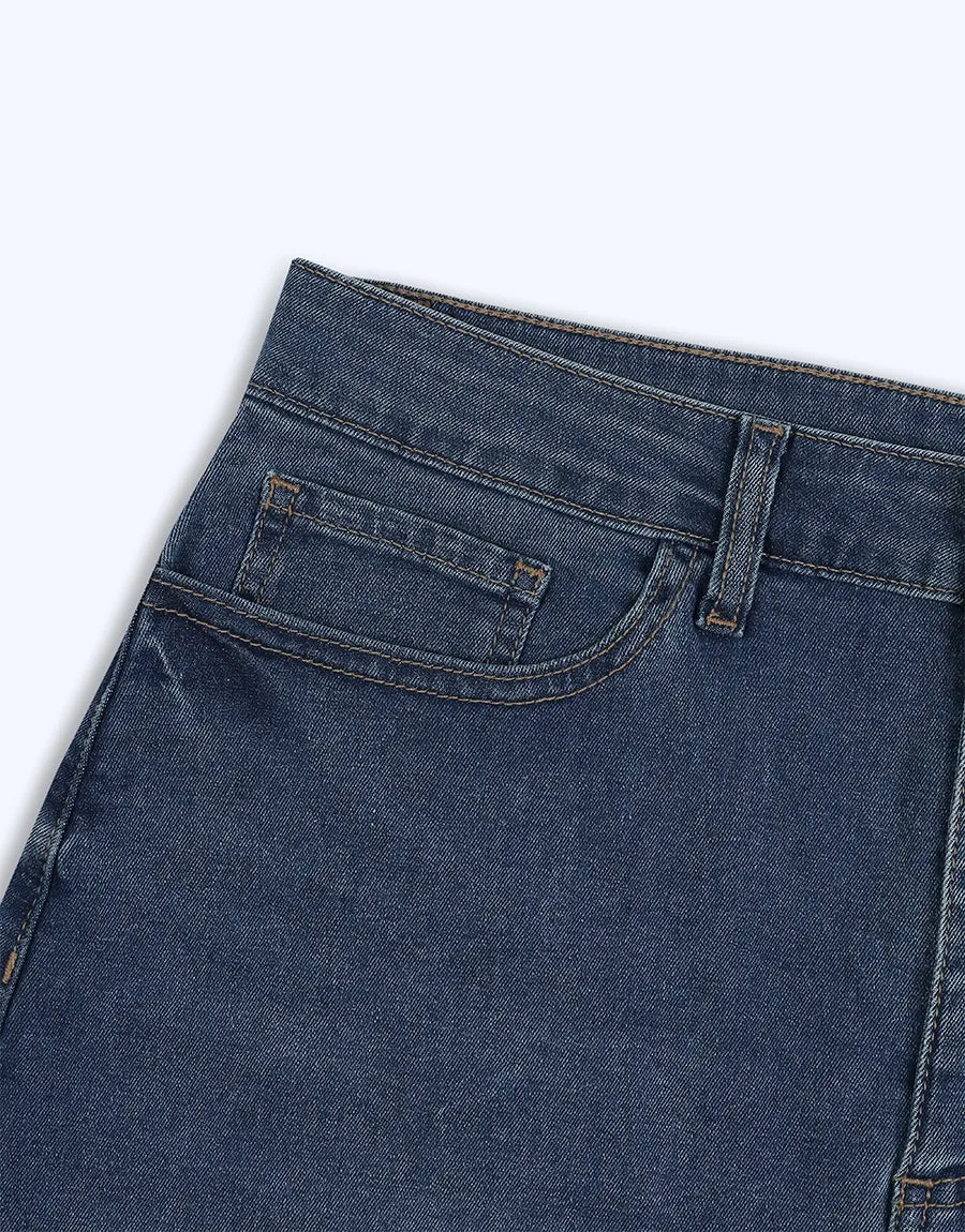 Ladies Petite Split Front Denim Skirt- Assorted Color