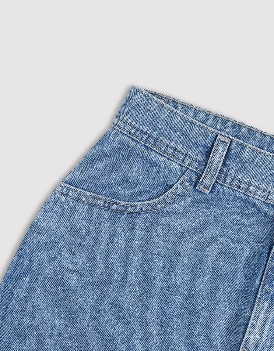 Ladies Petite Split Front Denim Skirt- Assorted Color