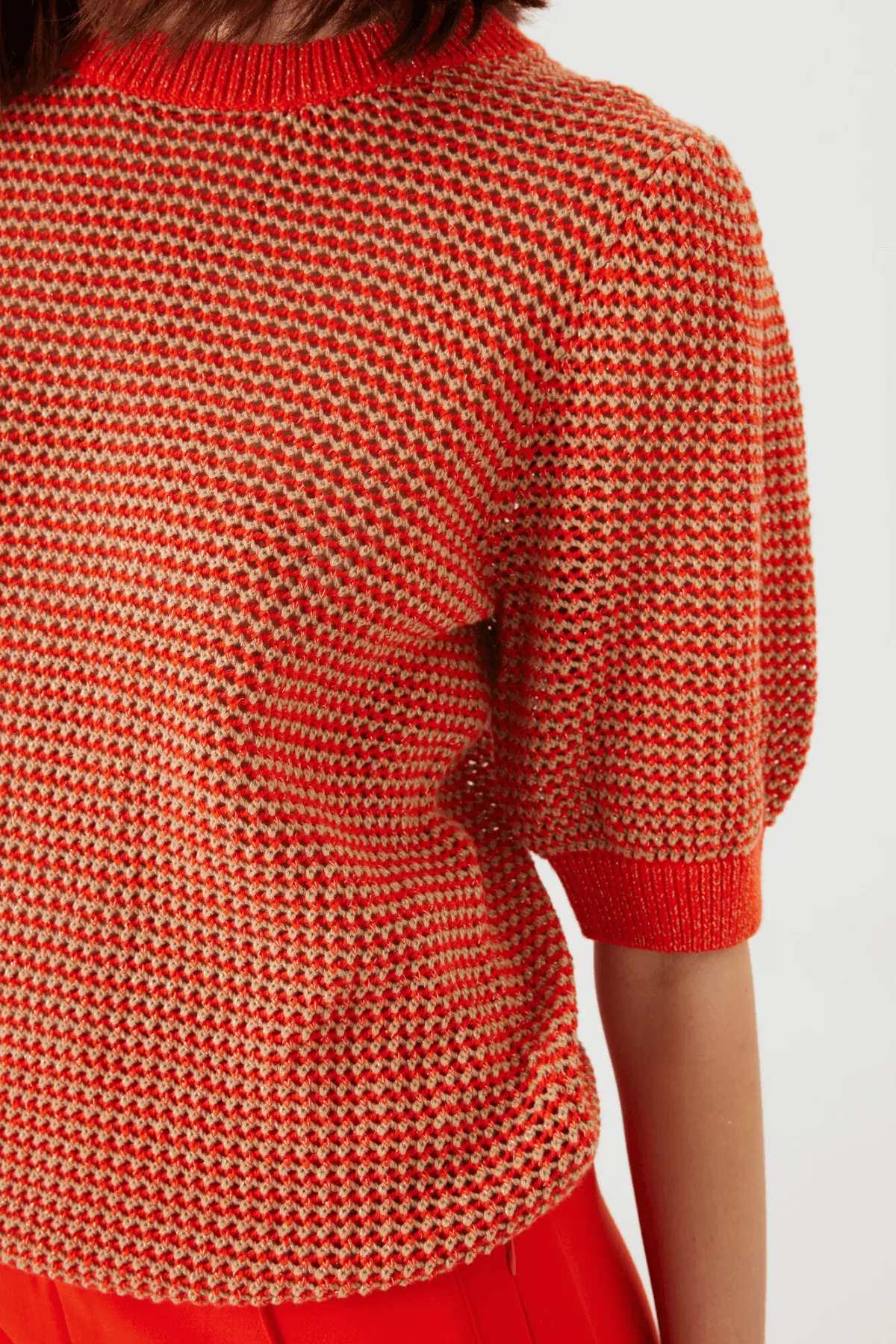 LADIES PULLOVER MANDERIN RED
