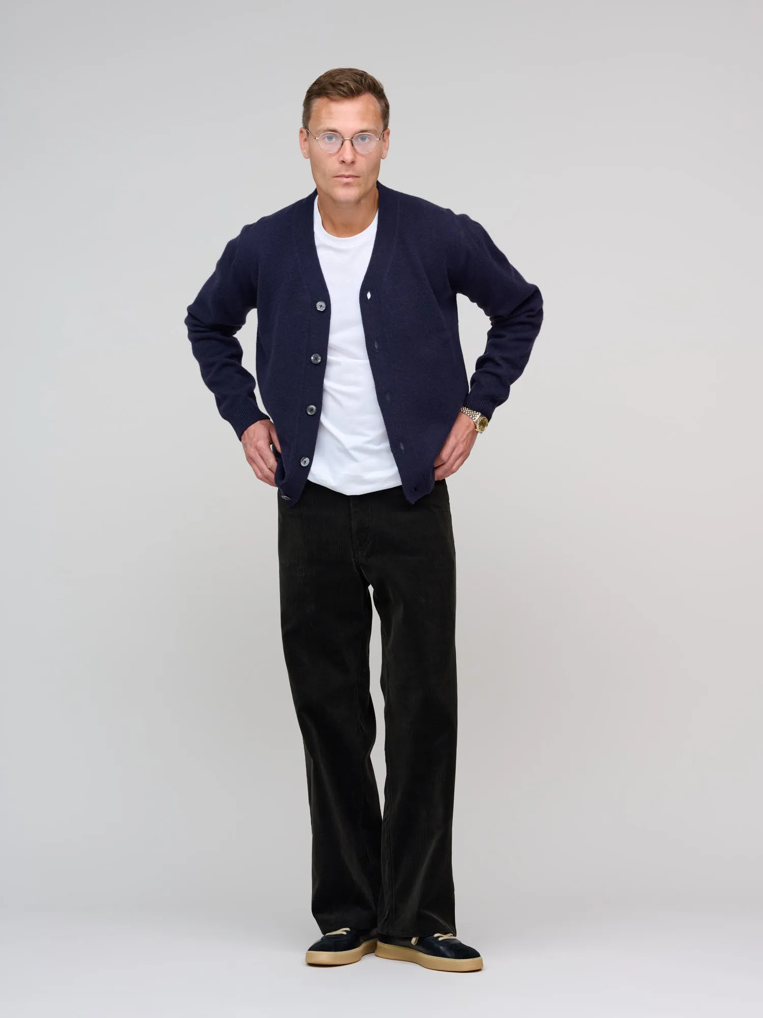 Lambswool Cardigan, Light Navy
