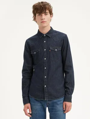 Levi's 857450002 Mens Classic Western Denim Snap Shirt Dark Wash