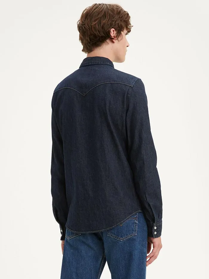 Levi's 857450002 Mens Classic Western Denim Snap Shirt Dark Wash
