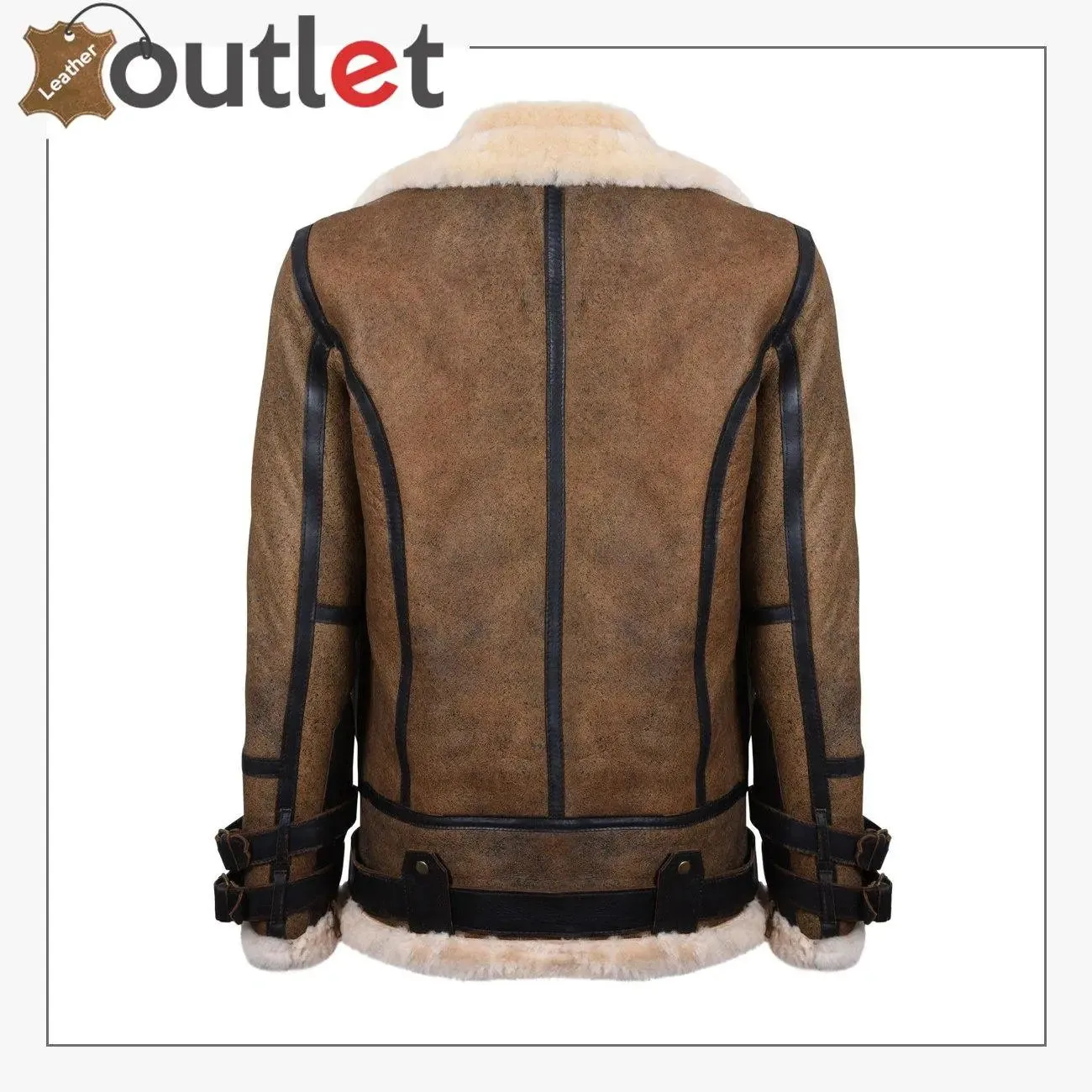 Mens Brown Vintage Pilot B3 Sheepskin Flying Leather Jacket