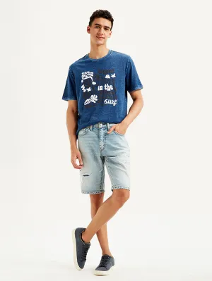 Men's Light Blue Tapered Shorts