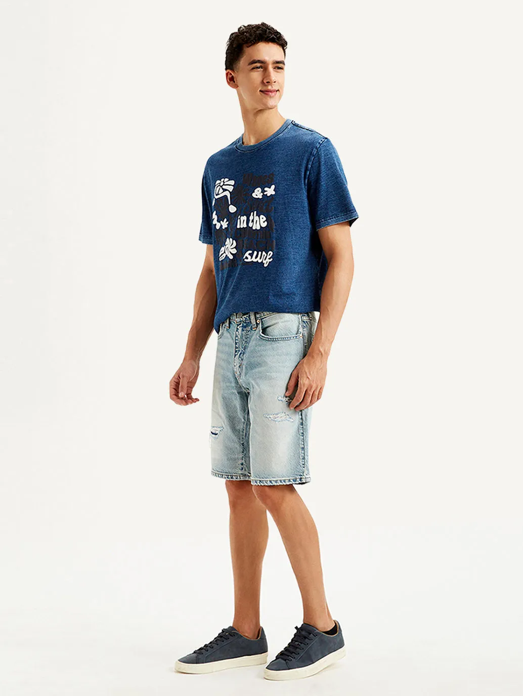 Men's Light Blue Tapered Shorts